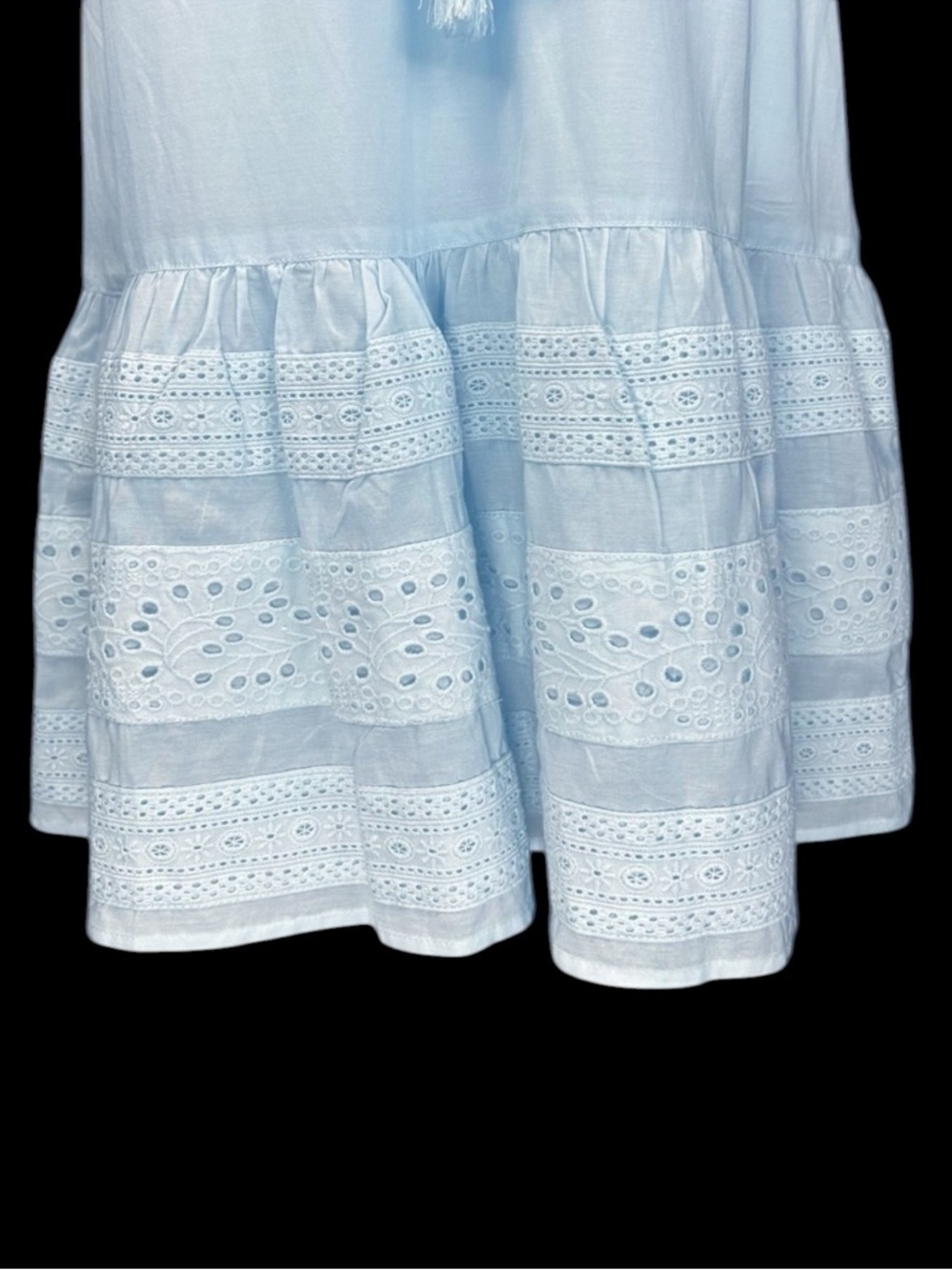 NEW Joie Blue Eyelet Lace Trim Dress S Coquette Girl Delicate Cottagecore Dainty - Picture 7 of 11